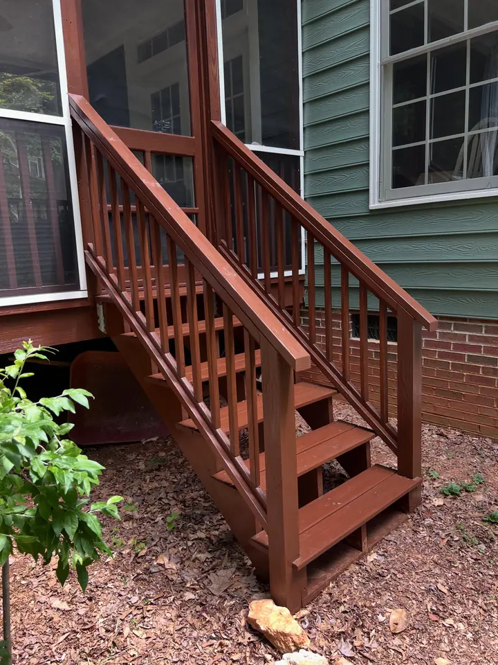Rebuilt and stained exterior back stairs